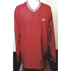 Nike Baseball‎ Men Large Pullover Windbreaker Jacket Dark Red Embroidered Swoosh